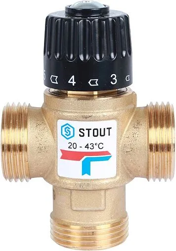 Трехходовой термостатический смесительный клапан 1&quot; +20...+43°С Kvs 1.6 Stout SVM-0120-164325