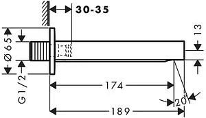 Излив для скрытого монтажа Hansgrohe Finoris чёрный матовый 76410670 Излив для скрытого монтажа Hansgrohe Finoris чёрный матовый 76410670, 2