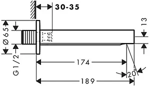 Излив для скрытого монтажа Hansgrohe Finoris хром 76410000 Излив для скрытого монтажа Hansgrohe Finoris хром 76410000, 2