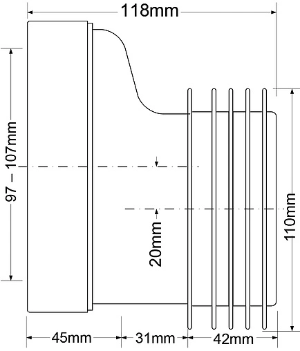 Патрубок для унитаза эксцентриковый Mc Alpine 20мм MRWC4 Патрубок для унитаза эксцентриковый Mc Alpine 20мм MRWC4