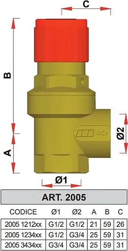 Клапан предохранительный ½&quot; 6 бар Far FA 2005 121260