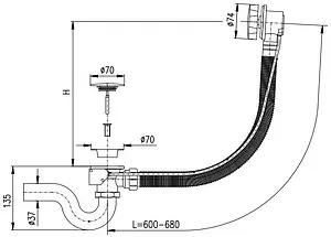 Слив-перелив для ванны Rav Slezak чёрный матовый MD0588CMAT Слив-перелив для ванны Rav Slezak чёрный матовый MD0588CMAT, 2