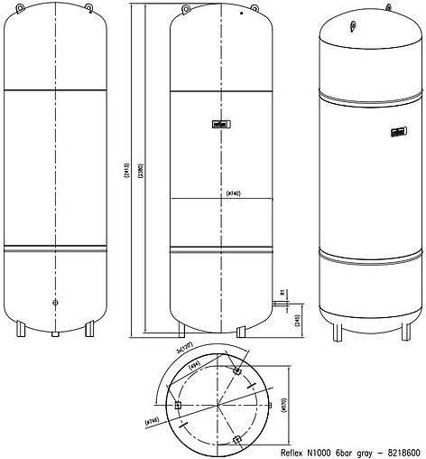 Расширительный бак Reflex N 1000л 6 бар 8218600