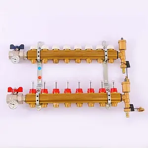 Группа коллекторная с расходомерами 8 отводов 1&quot;в/в x ¾&quot;ек Tiemme 3870003, 2