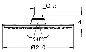 Лейка верхнего душа Grohe Rainshower Cosmopolitan 210 хром 2836800E Лейка верхнего душа Grohe Rainshower Cosmopolitan 210 хром 2836800E, 2