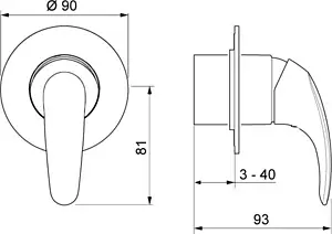 Смеситель для душа скрытого монтажа Oras Polara хром 1487, 2