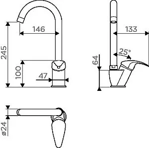 Смеситель для кухни Omoikiri Umi AB античная латунь 4994262, 2