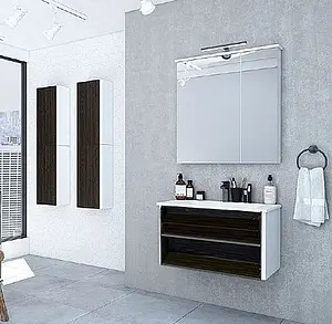 Тумба-умывальник подвесная Aquaton Брук 80 (открытый) дуб феррара/белый Тумба-умывальник подвесная Aquaton Брук 80 (открытый) дуб феррара/белый, 3