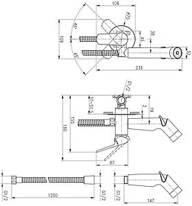 Гигиенический душ со смесителем Cersanit Flavis хром 64104, 2
