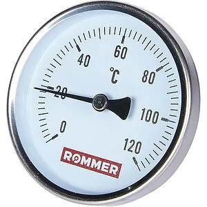 Термометр биметаллический Rommer 80мм 120°С гильза 50мм ½&quot; RIM-0001-805015, 4