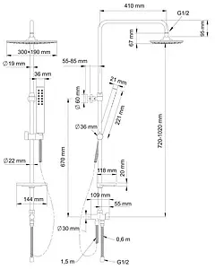 Душевая система без смесителя Swedbe Calypso хром 5071, 2