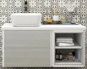 Тумба-умывальник подвесная Aquaton Брук 100 (60+40) дуб латте/белый, 1