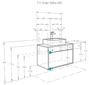 Тумба-умывальник подвесная Aquaton Лофт Урбан 80 графит/орегон 1A2476K0LQX60, 2