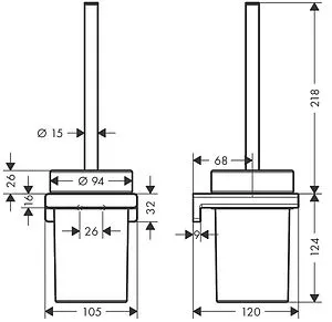 Ёршик для унитаза Hansgrohe AddStoris шлифованный чёрный хром 41752340 Ёршик для унитаза Hansgrohe AddStoris шлифованный чёрный хром 41752340, 2