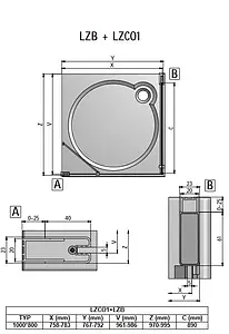 Душевое ограждение 1000x800мм прозрачное стекло Roltechnik Lega Lift Line LZCO1+LZB/1000*800 227-1000000-00-02+228-8000000-00-02, 2