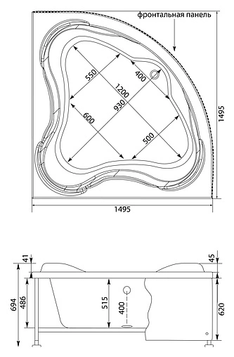 Ванна акриловая Aquanet Flores 150x150 00203933
