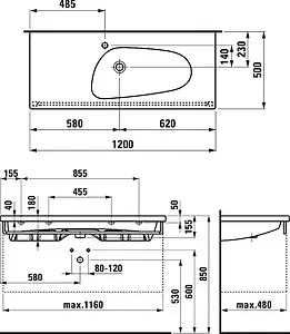 Раковина Laufen Palomba 120 белый 8.1480.6.000.104.1 Раковина Laufen Palomba 120 белый 8.1480.6.000.104.1, 2