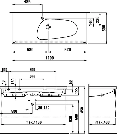 Раковина Laufen Palomba 120 белый 8.1480.6.000.104.1