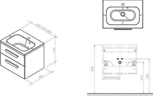 Тумба под умывальник подвесная Ravak Chrome II 70 белый/капучино X000000921