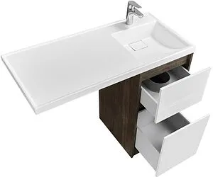 Тумба-умывальник напольная над стиральной машиной Aquaton Лондри 105 R дуб рустикальный/белый 1A2670K2LHDR0+, 3