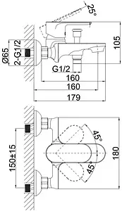 Смеситель для ванны D&K Bayern Purer хром DA1253201, 2
