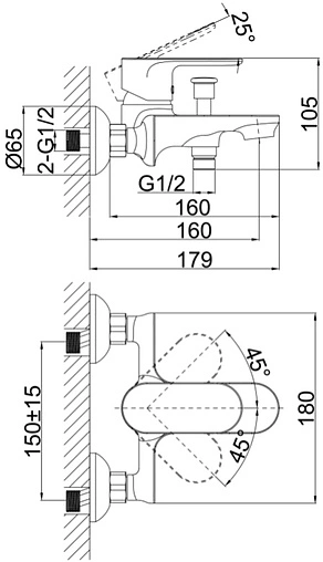 Смеситель для ванны D&amp;K Bayern Purer хром DA1253201