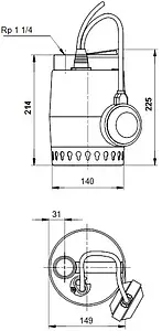 Насос дренажный Q=8.5м³/ч H=5.5м Grundfos UNILIFT KP 150-A1 011H1800 Насос дренажный Q=8.5м³/ч H=5.5м Grundfos UNILIFT KP 150-A1 011H1800, 2