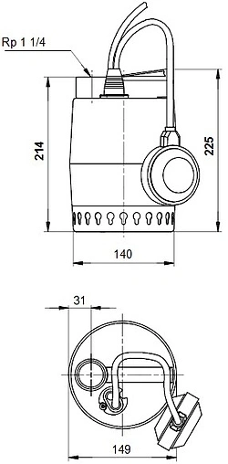 Насос дренажный Q=8.5м³/ч H=5.5м Grundfos UNILIFT KP 150-A1 011H1800