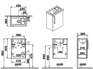 Тумба-умывальник подвесная VitrA Root 45 R кордоба 68065 Тумба-умывальник подвесная VitrA Root 45 R кордоба 68065, 2