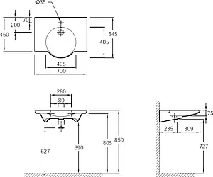 Раковина Jacob Delafon Spherik 70 белый E4492-00, 2