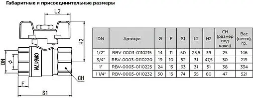 Кран шаровый 1¼&quot;в x 1¼&quot;н Rommer RBV-0004-0210232