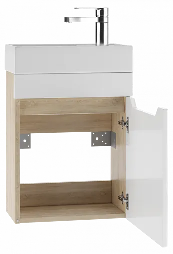 Тумба под умывальник подвесная Айсберг Мечта 40 белый/дуб сонома DM2314T