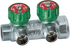 Коллектор регулирующий проходной 2 отвода 1"в/н x ¾"ек Far MultiFAR FK 3821 134 Коллектор регулирующий проходной 2 отвода 1"в/н x ¾"ек Far MultiFAR FK 3821 134