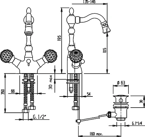 Смеситель для биде Cezares Atlantis хром ATLANTIS-BS2-01-Sw