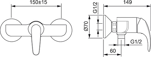 Смеситель для душа Oras Polara хром 1470Y