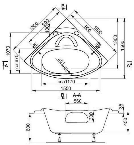 Ванна акриловая Vagnerplast Athena 150x150 VPBA150ATH3E-04