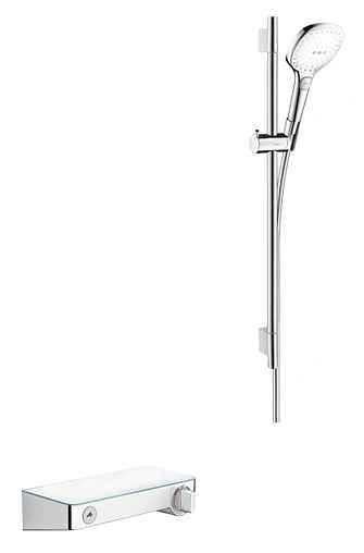 Душевая стойка с термостатом Hansgrohe ShowerTablet Select 300/Raindance Select E120 3jet 65см/Combi хром/белый 27026400