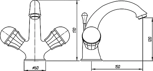 Смеситель для раковины Migliore Korona Swarovski бронза ML.KRN-4734.Br