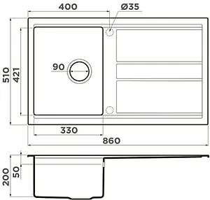 Мойка кухонная Omoikiri Kitagawa 86-GR leningrad grey 4993807 Мойка кухонная Omoikiri Kitagawa 86-GR leningrad grey 4993807, 2