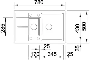 Мойка кухонная Blanco Metra 6 S Compact 78 антрацит 513473 Мойка кухонная Blanco Metra 6 S Compact 78 антрацит 513473, 2