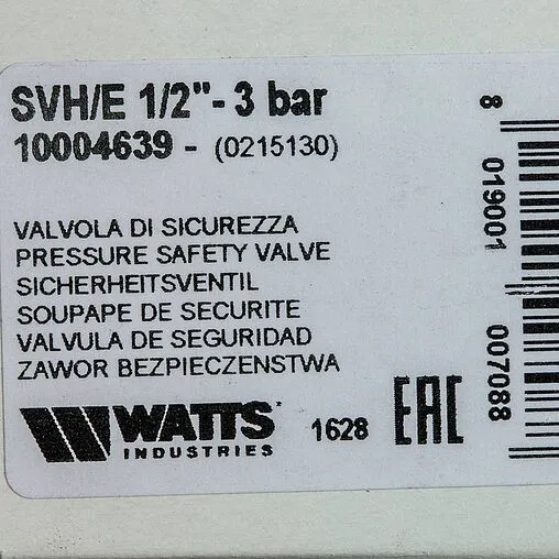 Клапан предохранительный ½&quot; 3 бар WATTS SVH 30 10004639