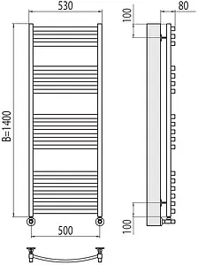 Полотенцесушитель водяной лесенка Terminus Палермо П18 500х1400 полированная сталь 4670078530783, 2