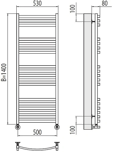 Полотенцесушитель водяной лесенка Terminus Палермо П18 500х1400 полированная сталь 4670078530783