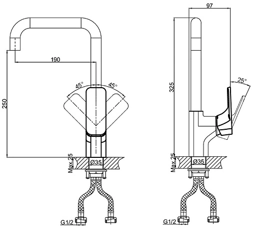 Смеситель для кухни D&amp;K Berlin Freie хром DA1432481