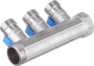 Коллектор запорный проходной 3 отвода синий 1"в/н x ¾"ек Henco VB060503-BLAUW Коллектор запорный проходной 3 отвода синий 1"в/н x ¾"ек Henco VB060503-BLAUW, 2