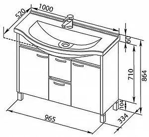 Тумба-умывальник напольная Aquanet Донна 100 дуб белый 00169182+00168866, 2