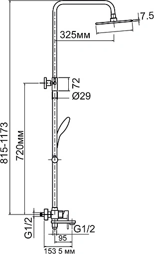 Душевая система со смесителем для ванны Aquanet Quadro хром FSC1604