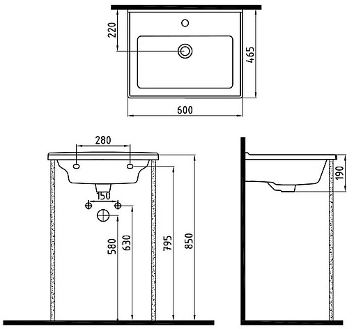Раковина Bien Neptun 60 белый NPLK06001FD1W3000