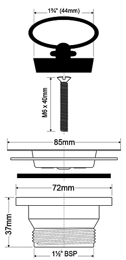 Выпуск для мойки Mc Alpine полированная сталь MRSKW4