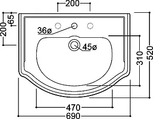 Раковина Kerasan Retro 69 белый 104601*3, 2